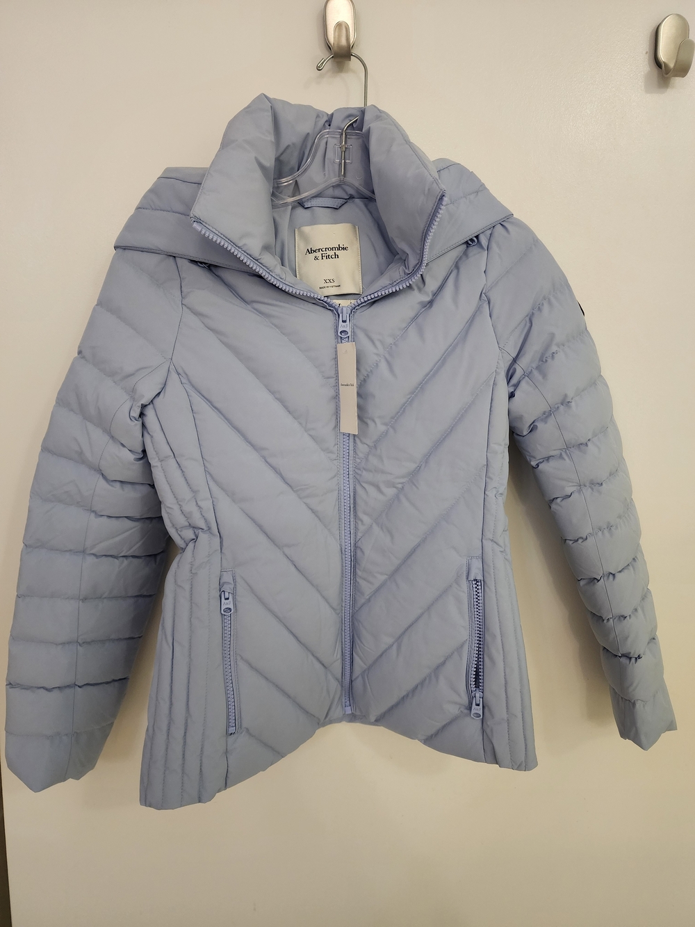 Abercrombie & Fitch Pale Blue Quilted Chevron Puffer Jacket